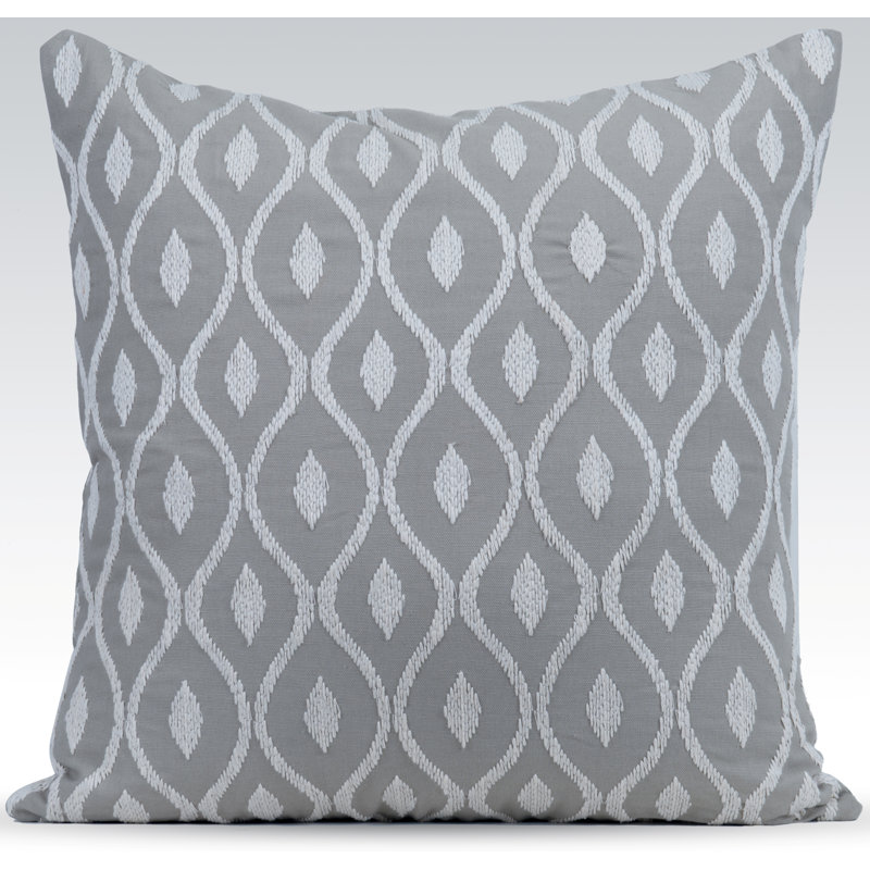 Aesthetic Embroidered Feather Throw Pillow, Mist