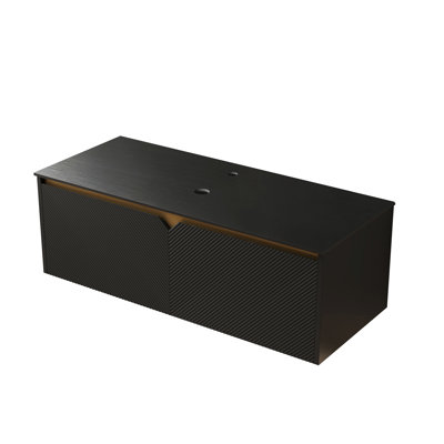 48" Black Plywood Cabinet, Soft Close Damper, Sintered Stone Countertop, Flat Pack, No Basin, Faucet, Sink Cover Cabinet With Depth,