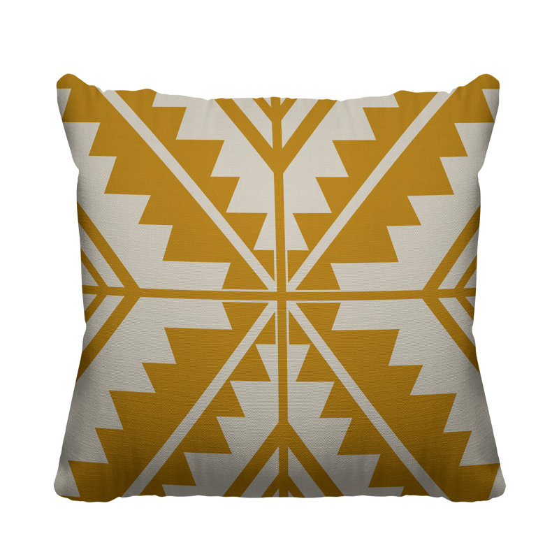 Coussin décoratif intérieur / extérieur Tala Southwestern, L 17 po x H 17 po, Jaune
