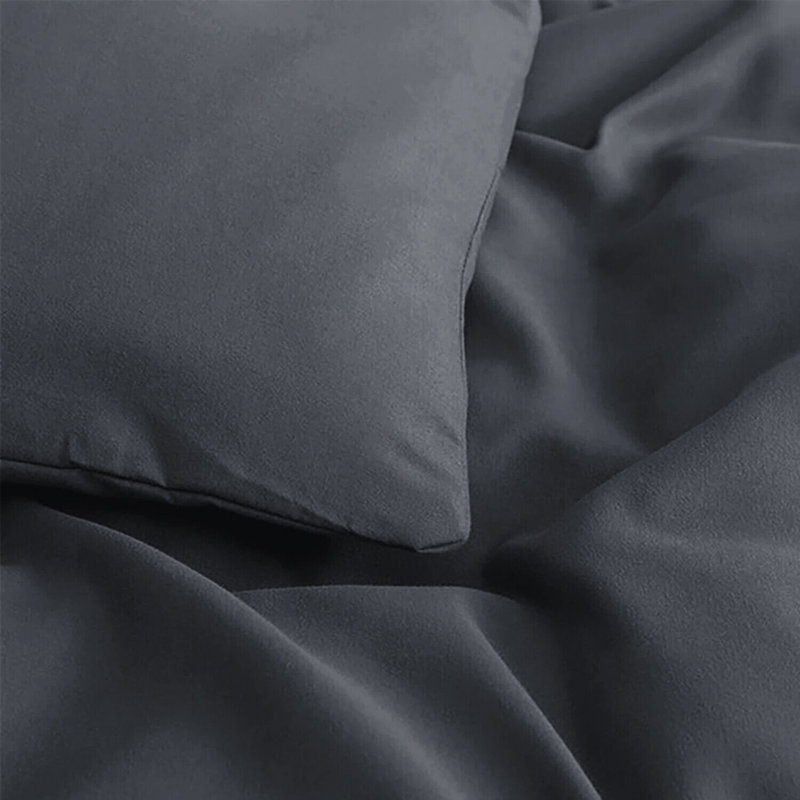 Premium 4-Piece Microfiber Duvet Cover Complete Set, Charcoal, Double Duvet Cover Set + 3 Additional Pieces