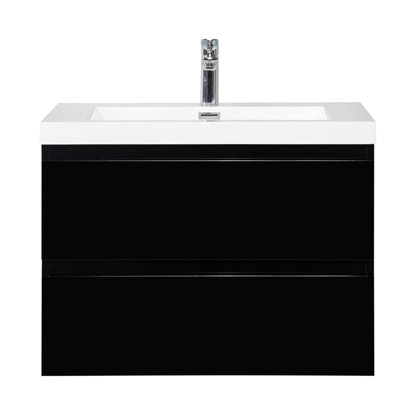 Dhruven 24 Inch  Fully Assembled Single Floating Bathroom Vanity With Solid Surface Sink（LED-Lit Drawer）