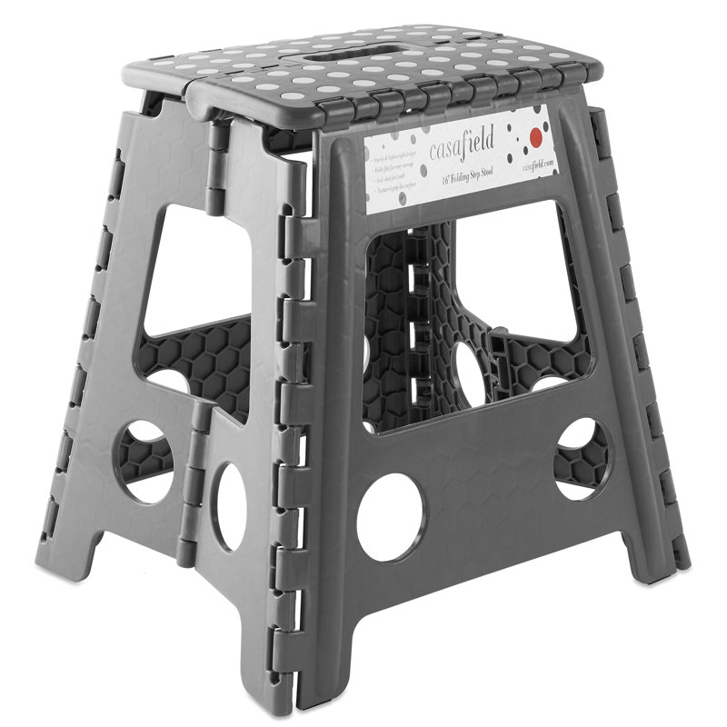1 - Step Plastic Folding Step Stool, Gray