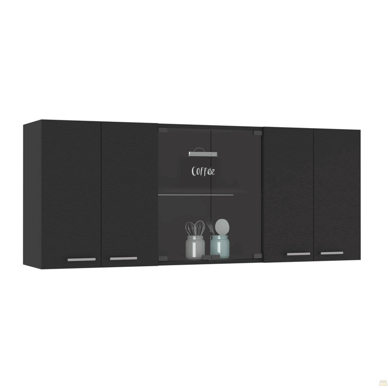 Armoire murale Peoria, quatre tablettes intérieures, Noir