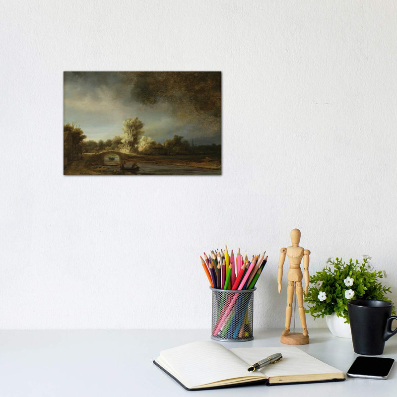 Landscape With A Stone Bridge, C.1638 by Rembrandt Van Rijn - Wrapped Canvas Print, 20.32 cm H x 30.48 cm W