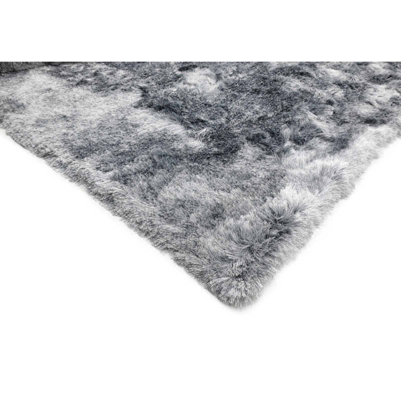 Tapis argenté à poils longs touffeté à la main, null