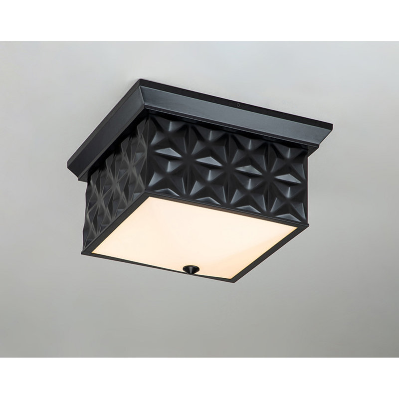 Alpha Square Flush Mount In Black, Black