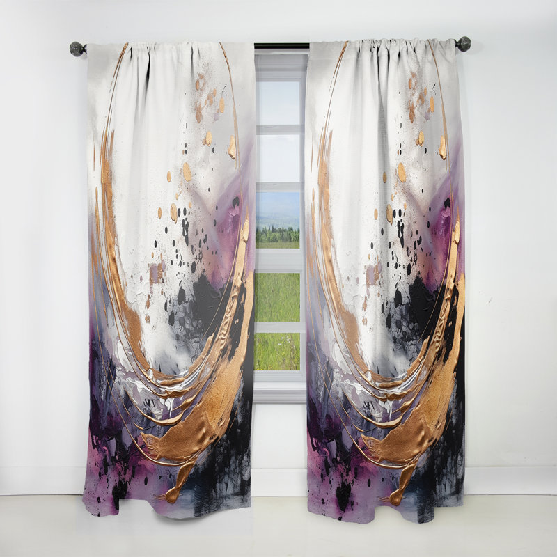 Toochi - Art circulaire en marbre massif I - Rideau moderne - Velours obscurcissant - 1 panneau, L 52 po x L 108 po