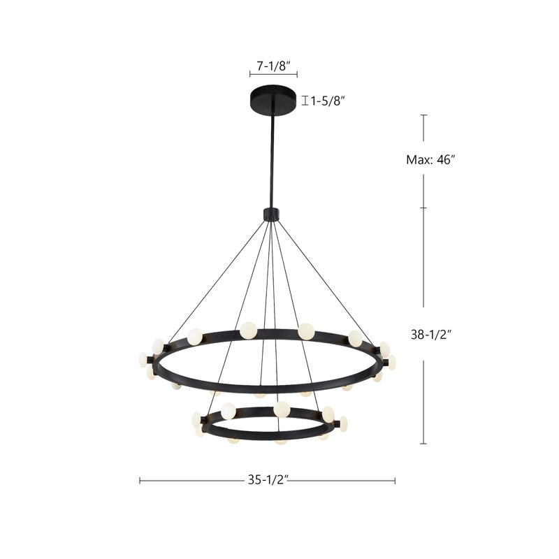 Rezz 24 - Light LED Chandelier, Brushed Nickel