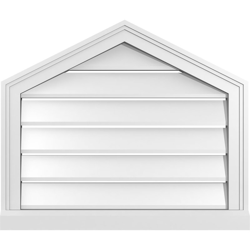 Peaked Top Surface Mount Signature Urethane Functional Gable Vent 6/12 Pitch, Primed Tan, 22" H x 26" W x 2" D