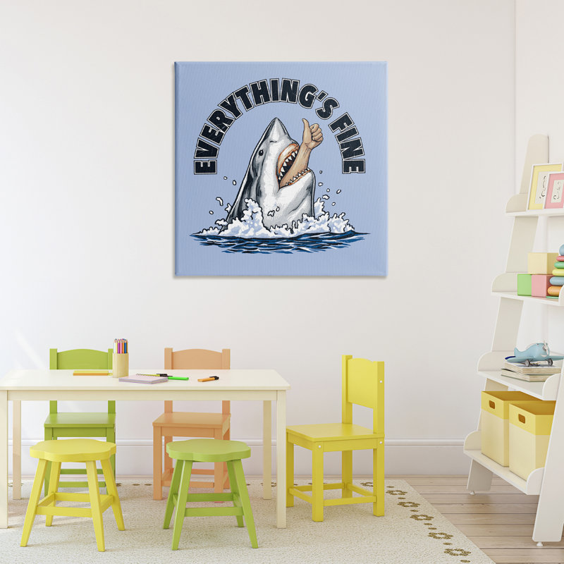 Everything's Fine Shark Bite Canvas, design by Jedco Brands Inc., 30" H x 30" W
