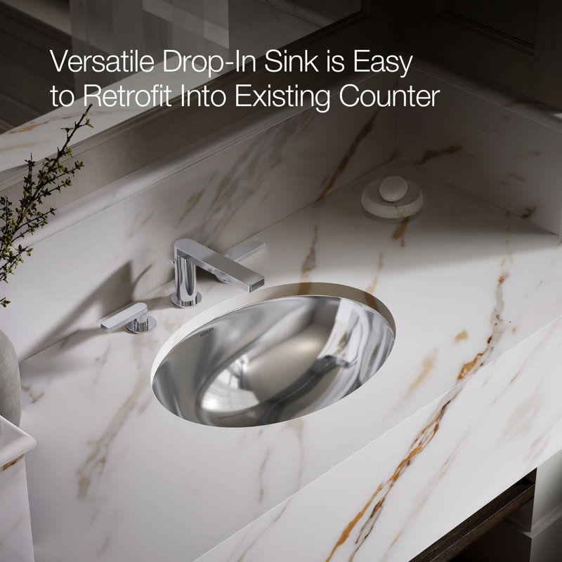 Rhythm® Metal Oval Drop-In Bathroom Sink, Mirror