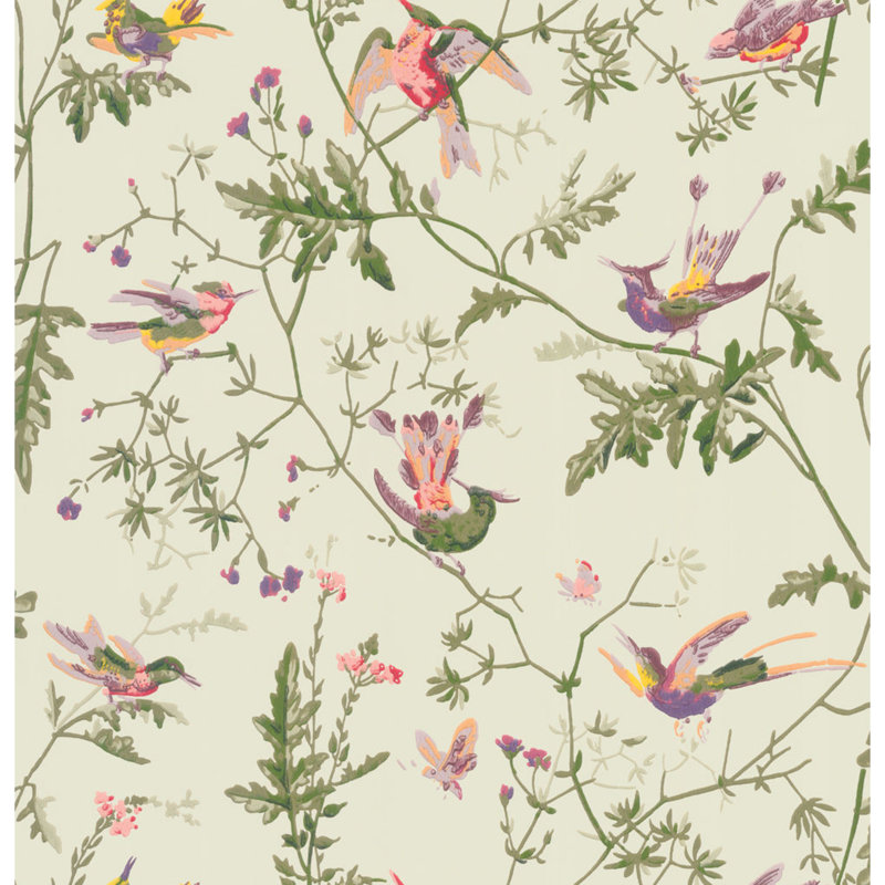 Anthology Hummingbirds Floral Wallpaper Roll, Dark Green