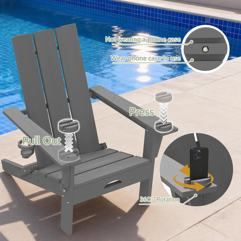Outdoor Folding Adirondack Chair , Gray