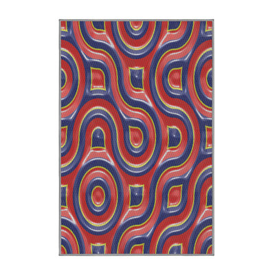 Tapis rouge/noir tissé à la machine