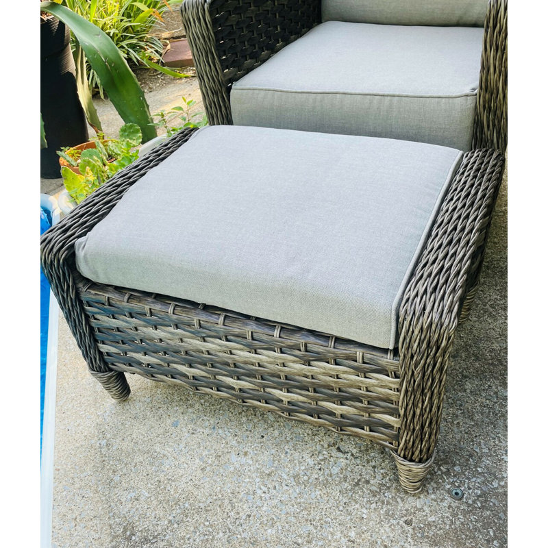 Borce Wicker Outdoor Ottoman with Sunbrella® Cushion