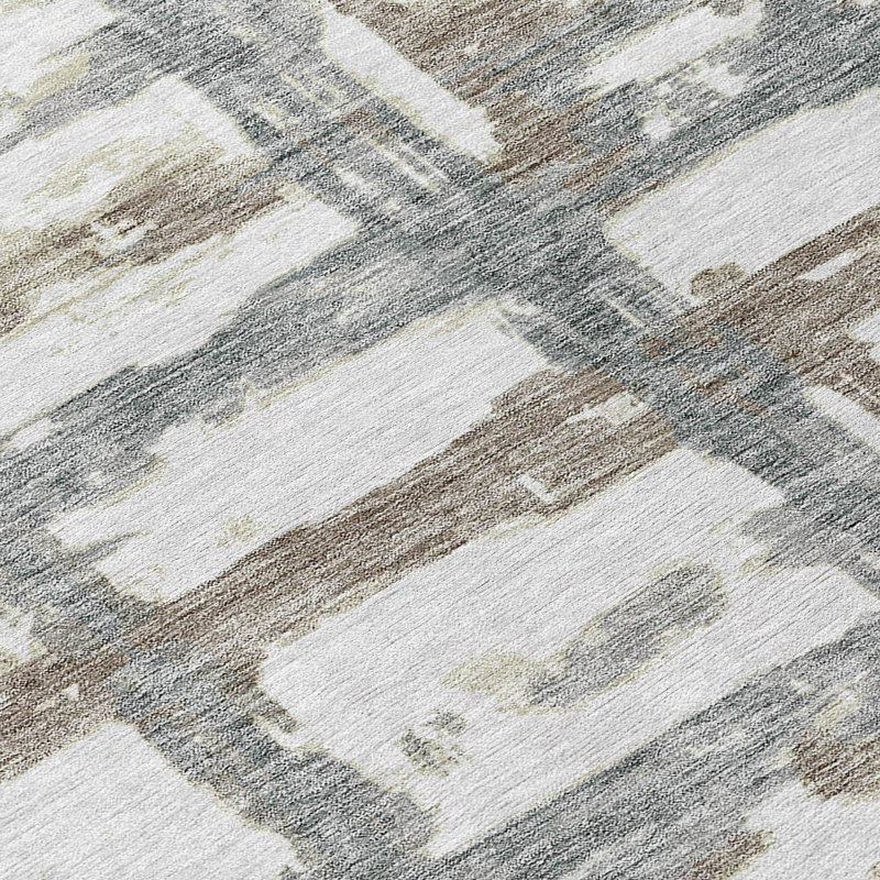 Tapis argenté intérieur / extérieur lavable à la machine Mahaney ACN745, Rectangle 1 pi 8 po x 2 pi 6 po