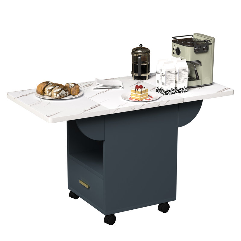 Table pliante 36,94 lb avec support de rangement et table de finition blanche de 39,4 po, roulettes, pour une utilisation polyvalente