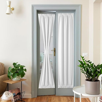 Panneau de rideau de porte en faux lin NICETown, rideaux de porte français occultant et isolant à isolation thermique pour fenêtre / salon / portes (25 W par 72 L pouces, 1 panneau, blanc grisâtre)