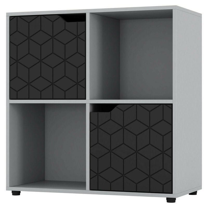 Berno 61cm H x 60cm W Cube Bookcase, Grey/Black