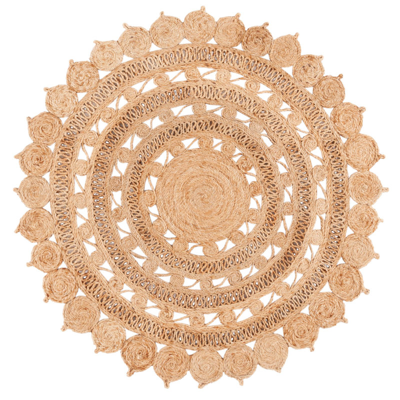 Tapis en jute tissé à la main Natural Fiber 607, Rond 5 pi