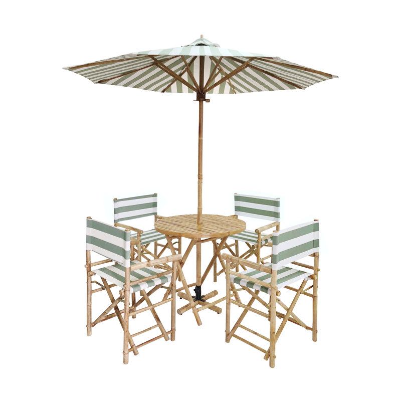Ensemble repas d’extérieur 6 pièces Luedtke, Rayures céladon