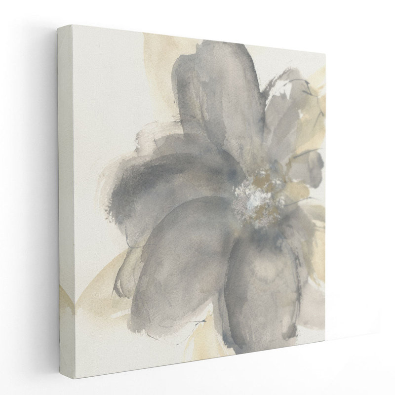 Floral gris I - reproduction d'art sur toile, H 12 po x l 12 po