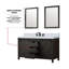 Meuble-lavabo double l 60 po x P 22 po, comptoir en quartz blanc, ensemble de robinets et miroirs 24 po-1888976074