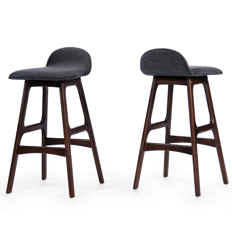 2 revêtement de style Mid-Century moderne, gris anthracite, aspect noyer, structure en bois d'hévéa (2) et noyer