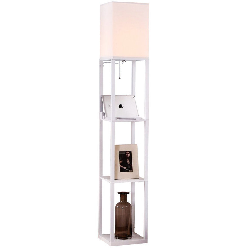 Orchid White Adjustable 3-Shelf Floor Lamp with USB Port