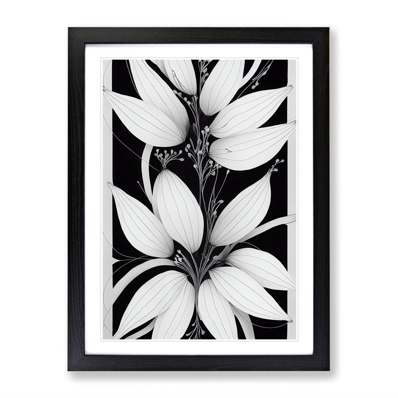 Heavenly Flowers - Single Picture Frame Print, Black, 64cm H x 46cm W x 2cm D