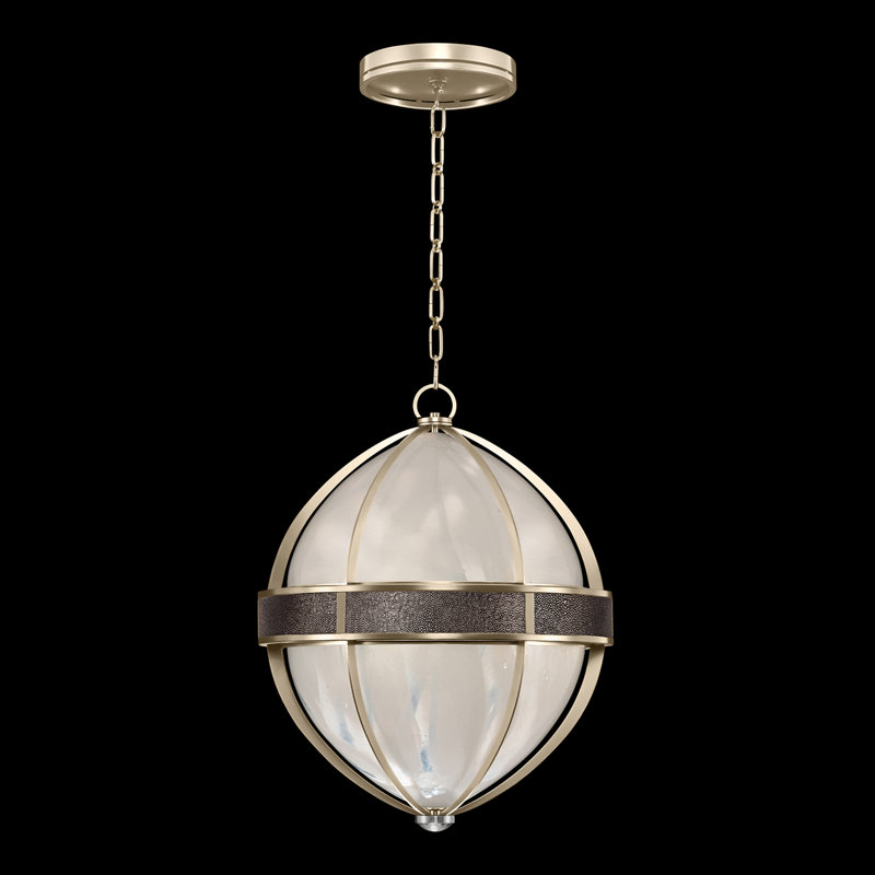 Luminaire suspendu rond l 18,75 po Mirage, Champagne / nickel, Galet