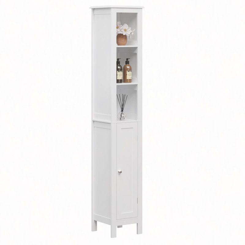 Armoire de rangement pour salle de bain de 66,92 po de hauteur avec tablettes réglables, armoire autoportante mince à 1 porte avec anti-basculement, compartiments ouverts, pour la maison, les petits espaces, la salle de bain, la cuisine, le salon