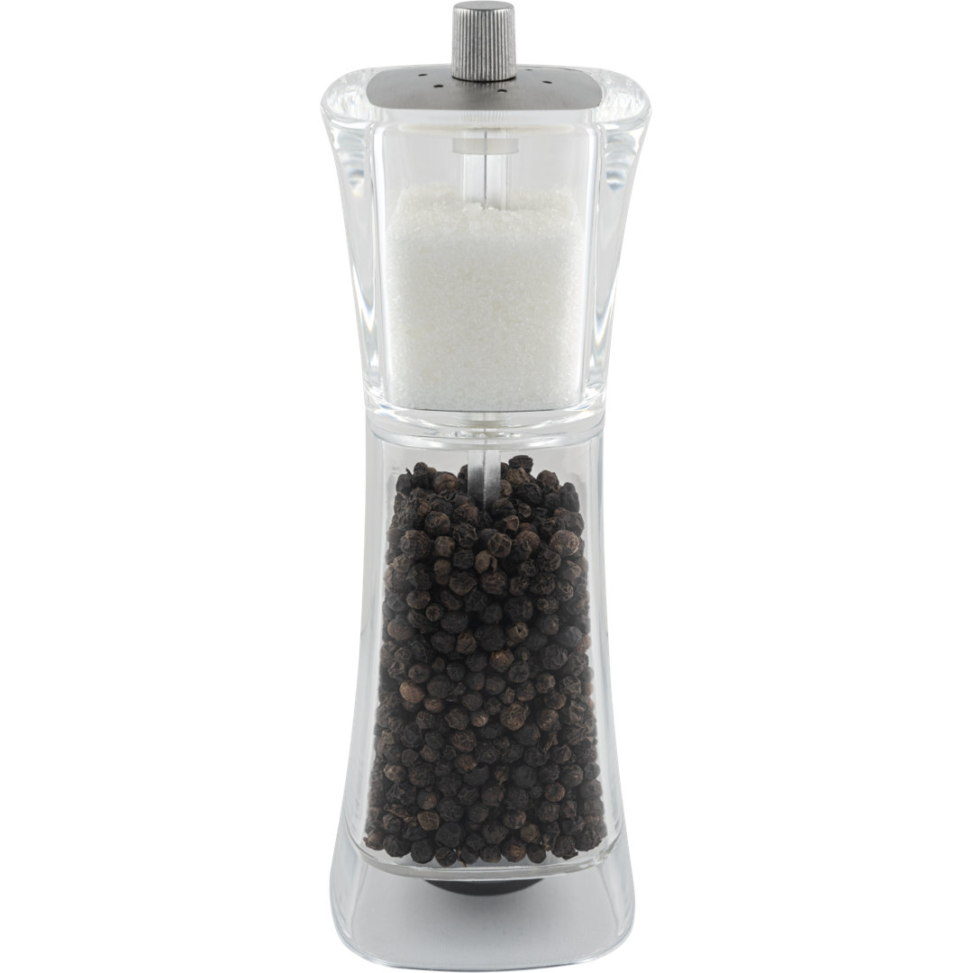 Grunwerg 2-in-1 Combination Salt Shaker And Pepper Mill, Acrylic With Ceramic Grinder