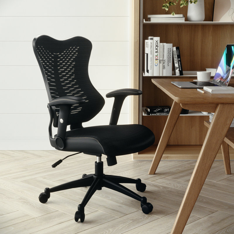 Chaise de bureau ergonomique à haut dossier avec accoudoirs réglables Siwar, Noir