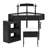 Corner Vanity Desk With Charging Station, Glass Tabletop, Removable Cabinet And Storage For Organized Beauty Makeup Routine Black Cushioned Stool, Tabletop Jewelry Drawer