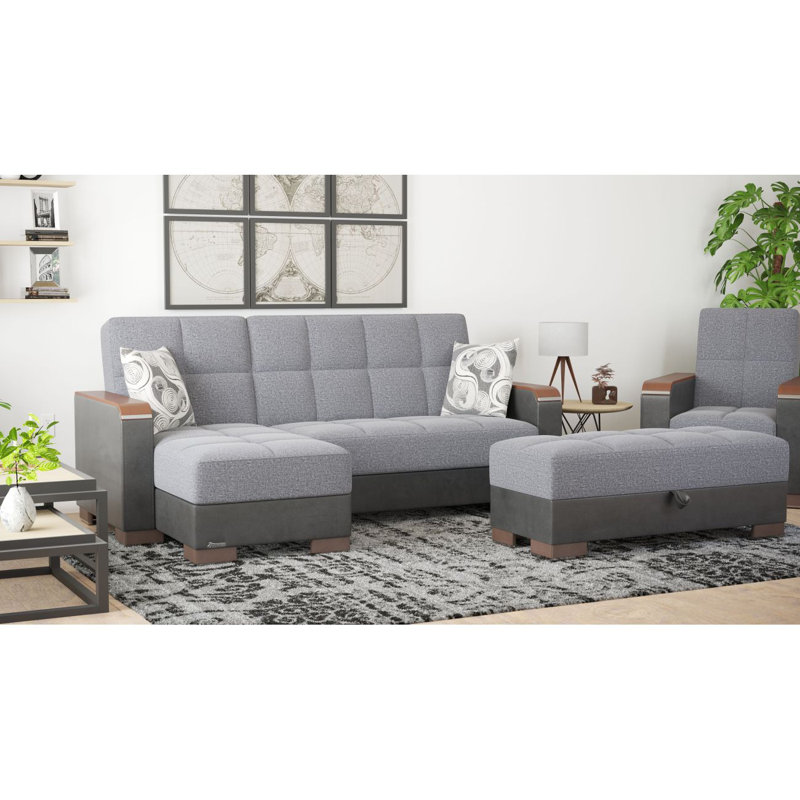 Repose-pieds Modern Living, repose-pieds en cuir, Chenille noir / gris