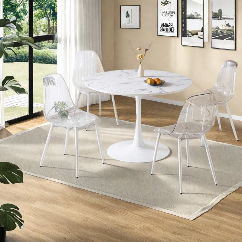 Compact Mdf Marble Dining Table Sets(must Include Both Table And Chair) For Kitchen Home