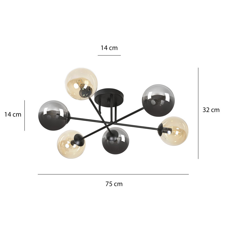 Cadesia Glass Semi Flush Mount, Graphite/Amber