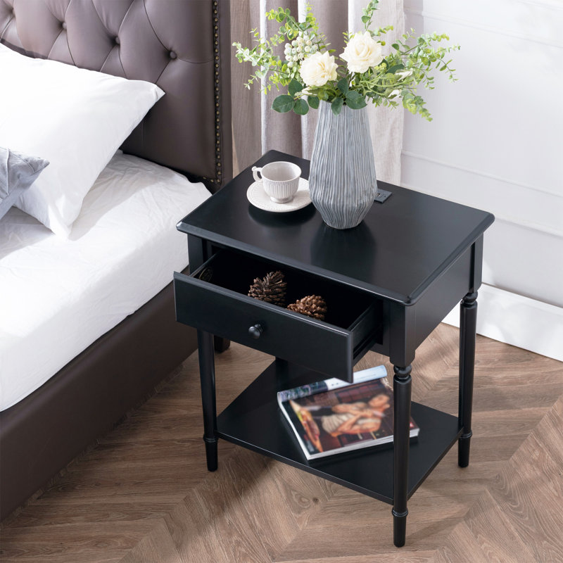 Analeya 24'' W Solid Wood Nightstand