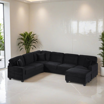 Canapé modulaire en U rembourré 125,22 "avec méridienne et repose-pieds pour le salon