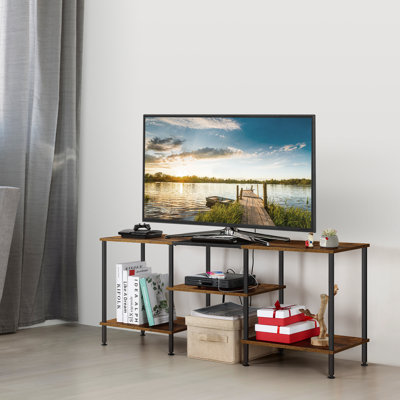 Meuble télé industriel avec multiprise: bois brûlé