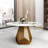 53" Round Marble Dining Table With Metal Base, Artificial Marble For 6 People, Dining Room/Living Room Kitchen Dining Table,White-With 6 Chairs