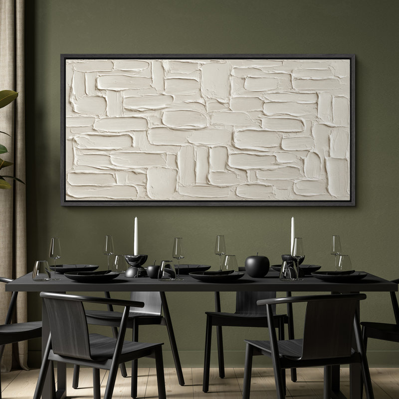 Motif de blocs de pierre blanche, reproduction d'art sur toile encadrée dans la chambre principale, Noir, H 30 po x l 60 po