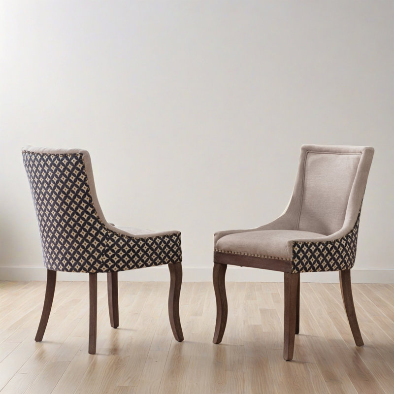 Chaise d'appoint rembourrée à oreilles Wing (ensemble de 2), Beige