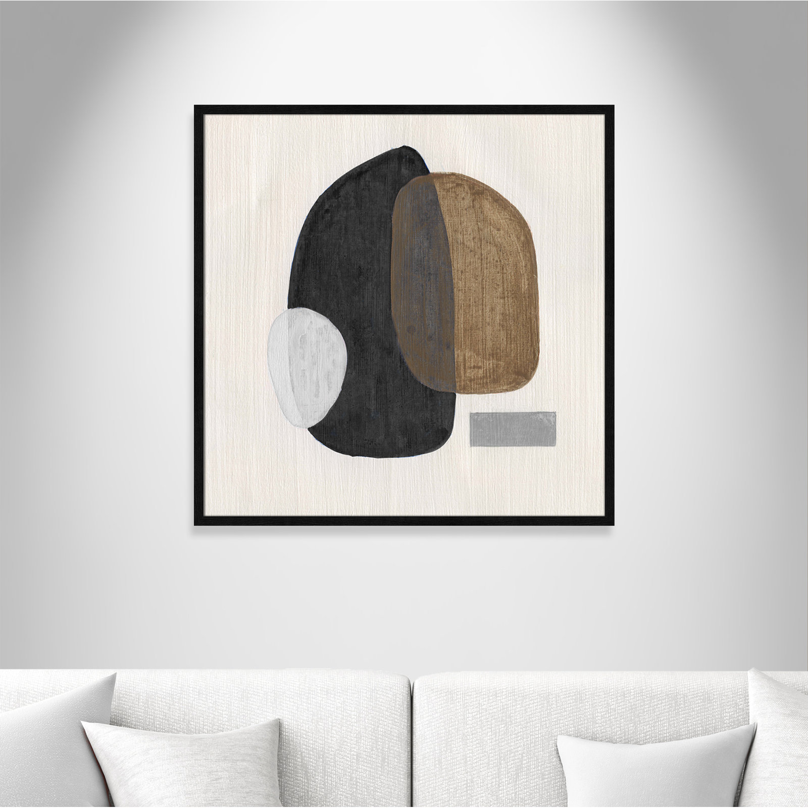 Inola Neutral Stones III Wall Art, 32" H x 32" W, Black