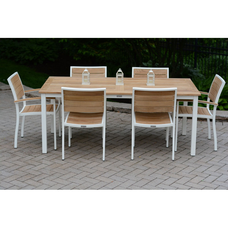 SoHo Teak Aluminum Outdoor Stacking Sidechair, White