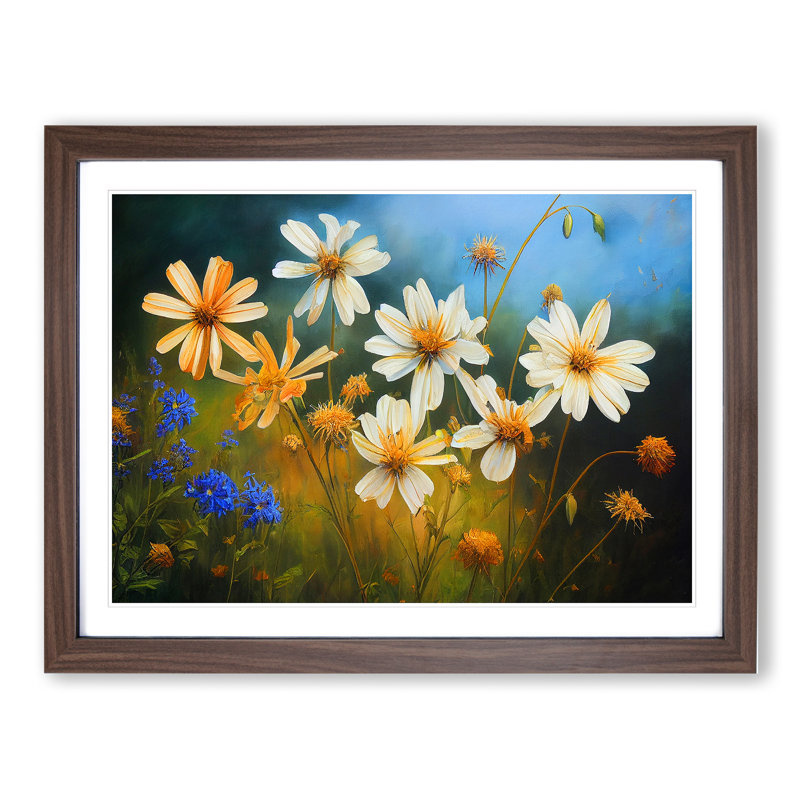 Ethereal Wildflowers Floral - Framed Print, 46cm H x 64cm W x 2cm D, Walnut