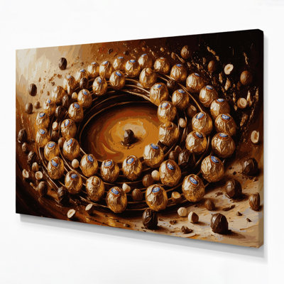 Desserts Ferrero Rocher, art mural sur toile rouge