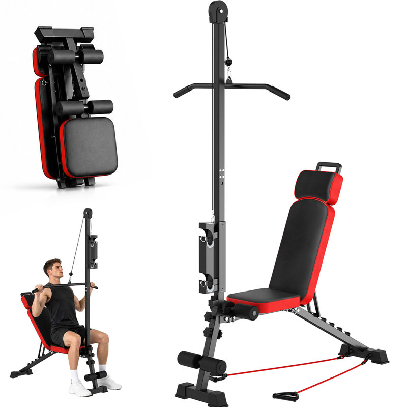 Banc de musculation multifonctionnel avec poulie et dossier réglable