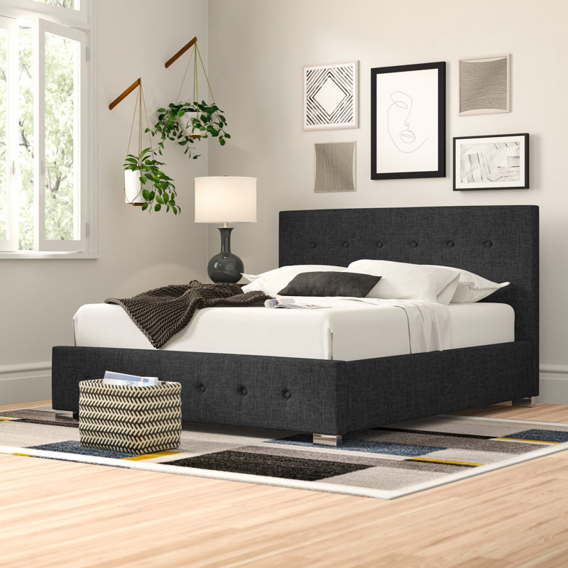 Delvin Upholstered Ottoman Storage Bed, Grey, Kingsize (5')
